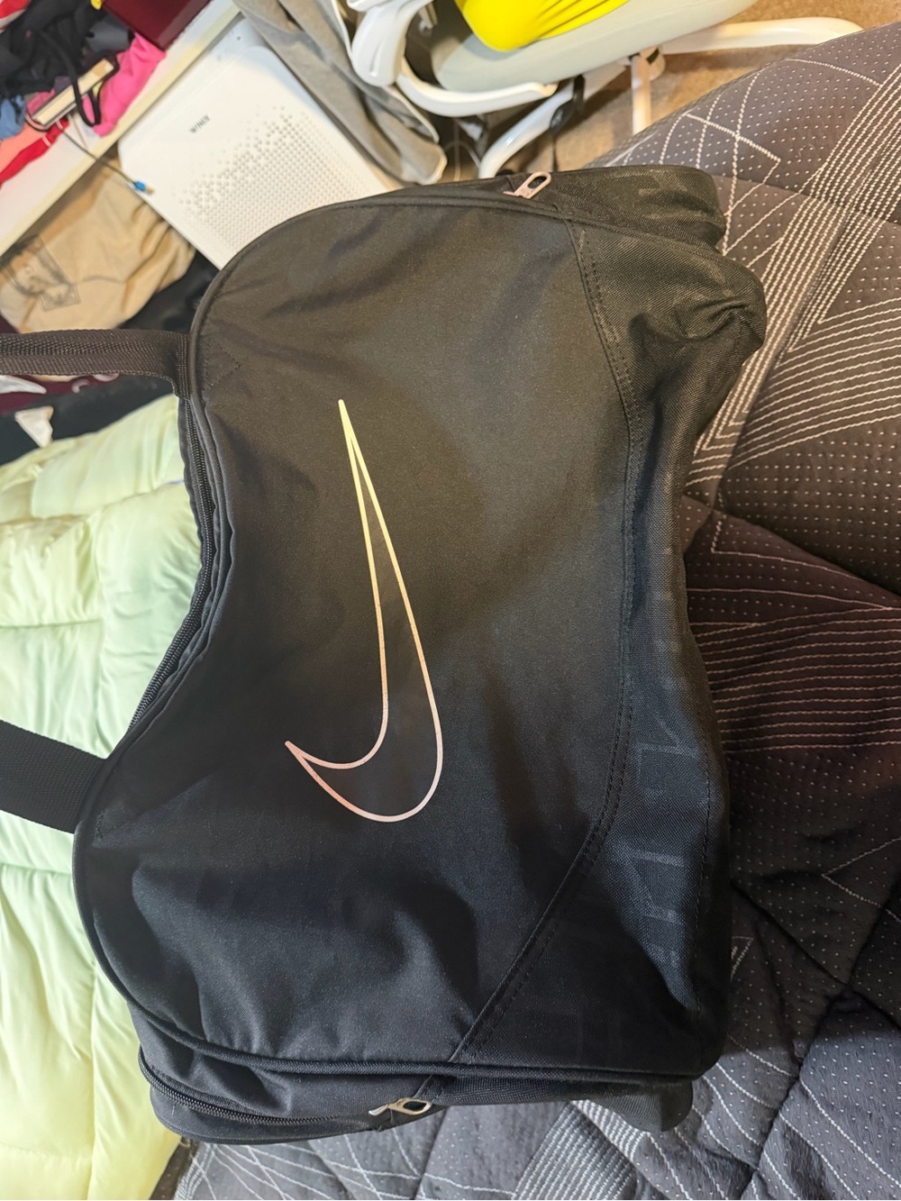 Nike Black Duffel with Iridescent Swoosh
